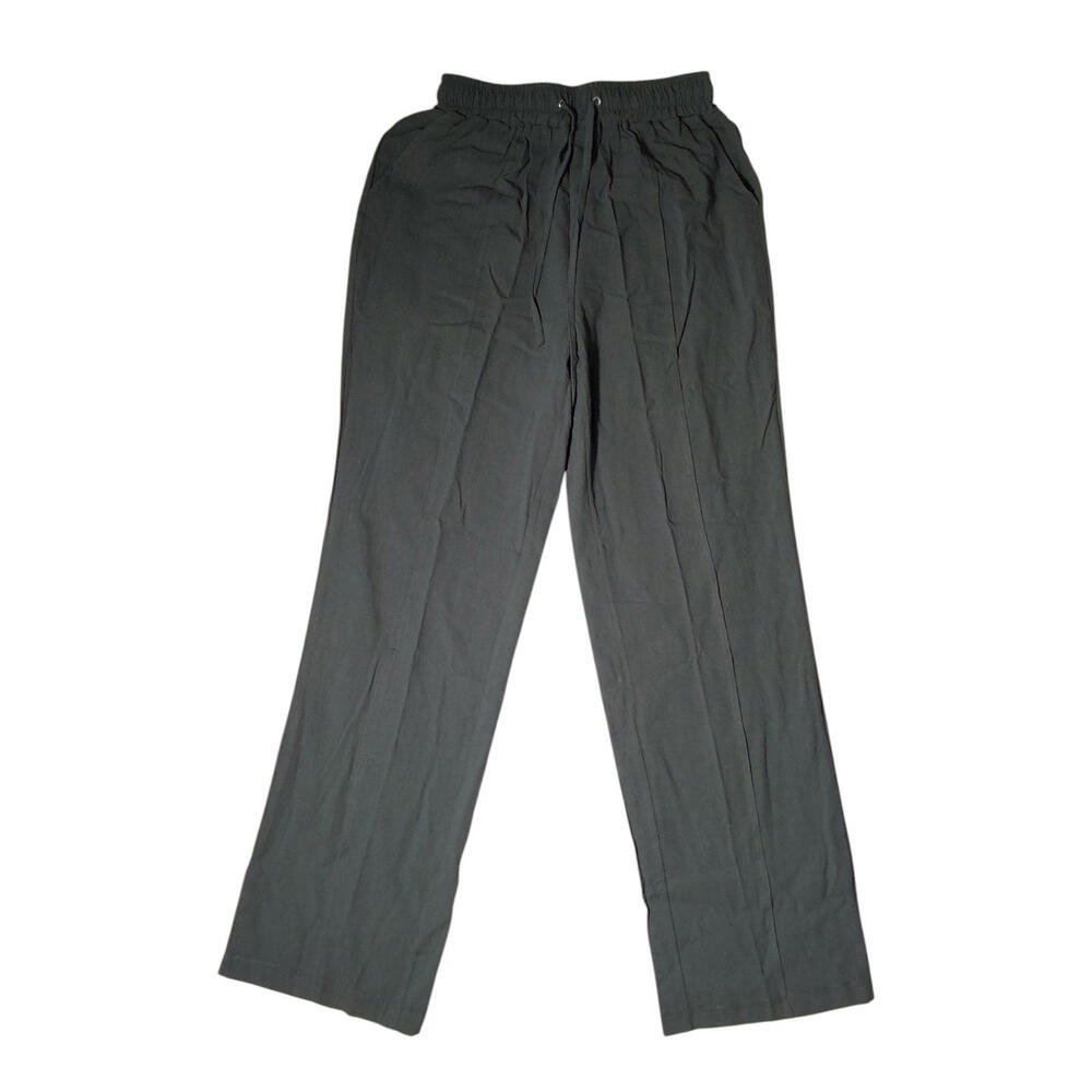 Women's Size S 100% Cotton Elastic Waist Drawstring Pockets Trousers FREE S&H